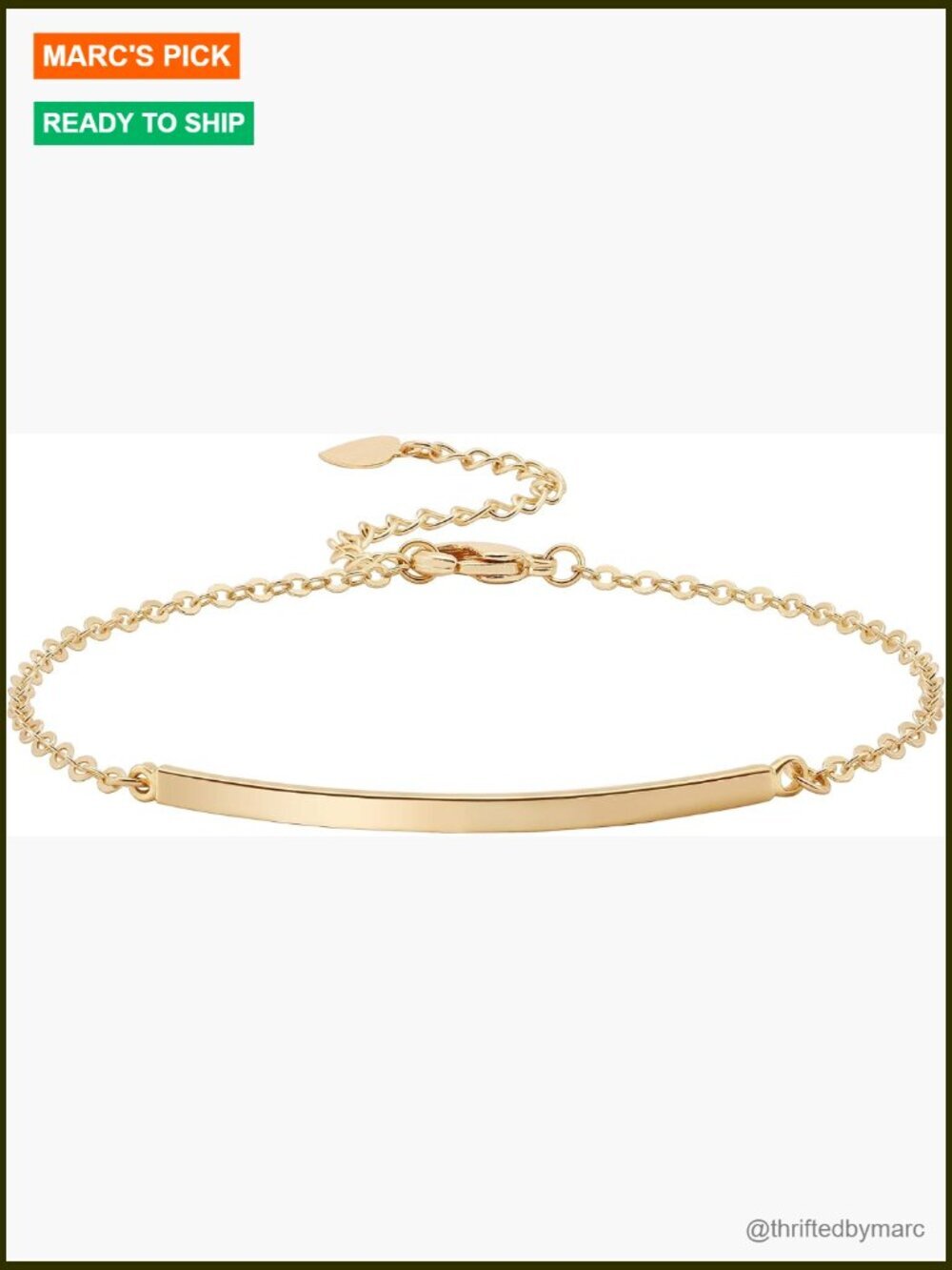 Dainty Gold Bar Bracelet - 18K Gold Plated Link Bracelet for Women